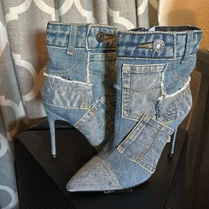 Jeffery Campbell denim heel boots